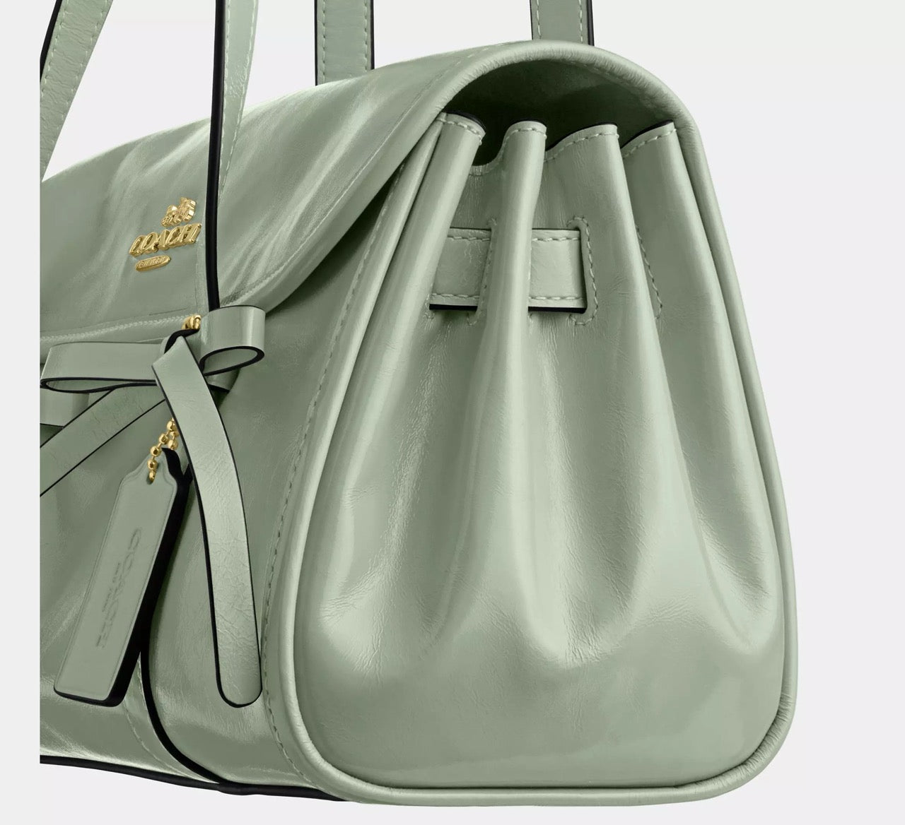 [READY STOCK MY] COACH Bridget Flap Shoulder Bag With Bows in Light Pistachio (CDY94)