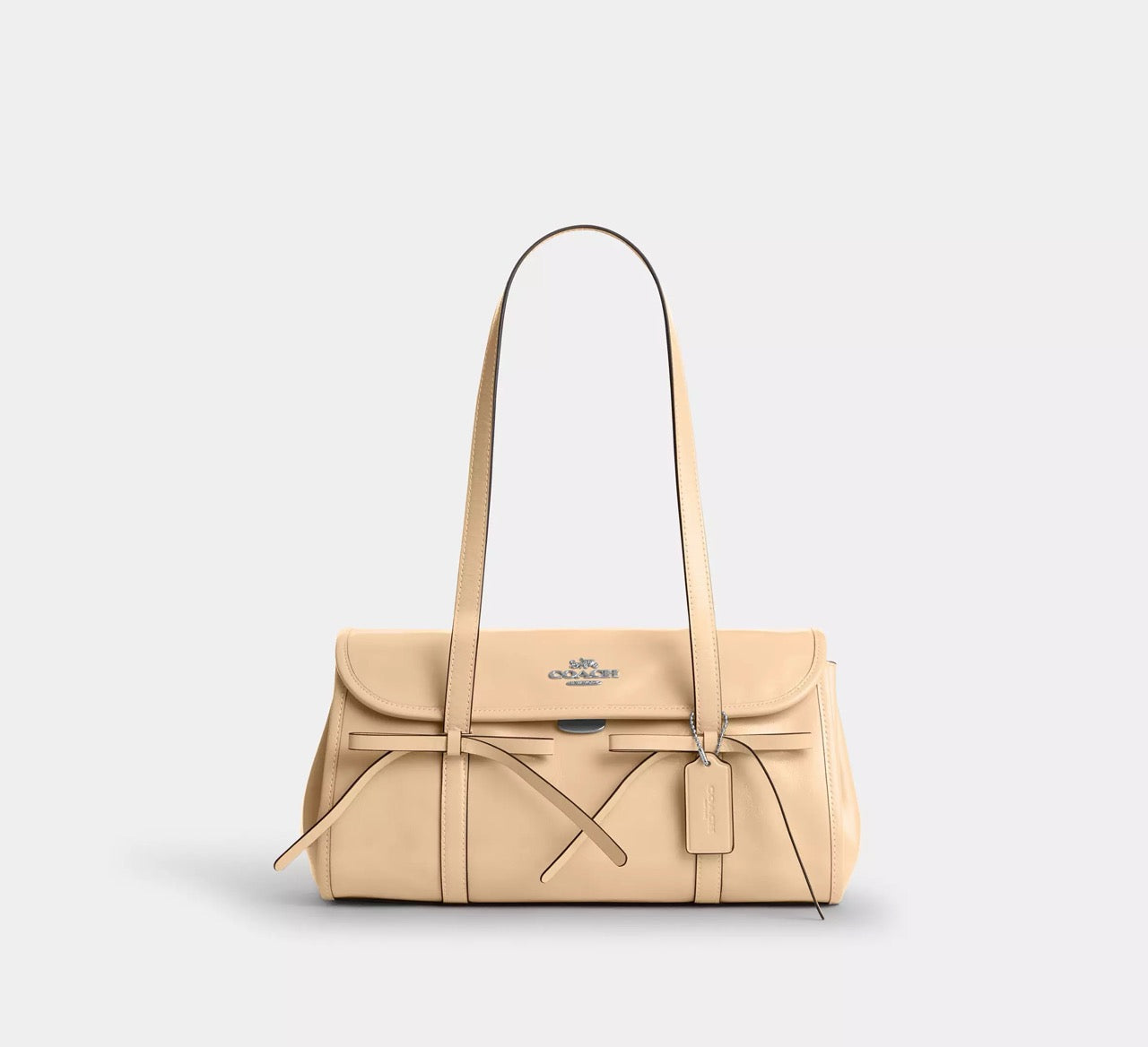 [READY STOCK MY] COACH Bridget Flap Shoulder Bag With Bows in Light Sand (CDY94)