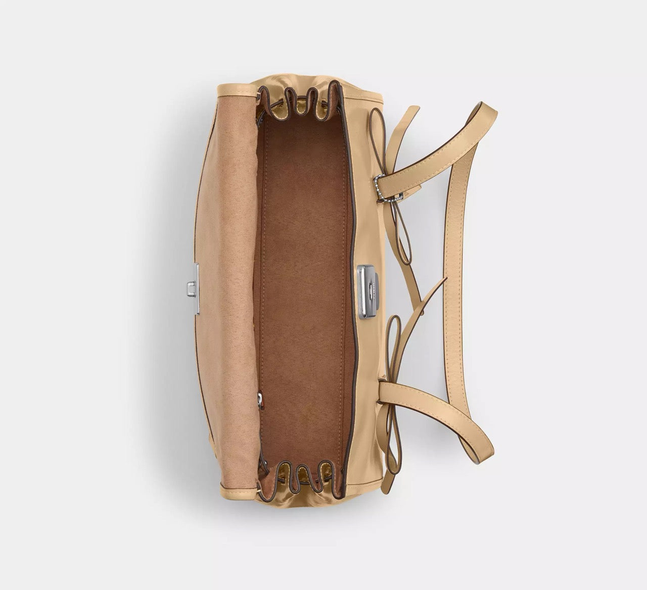 [READY STOCK MY] COACH Bridget Flap Shoulder Bag With Bows in Light Sand (CDY94)