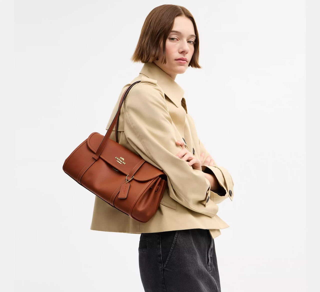 [INCOMING ETA 30 DAYS] COACH Bridget Flap Shoulder Bag in Tan (CDB05)