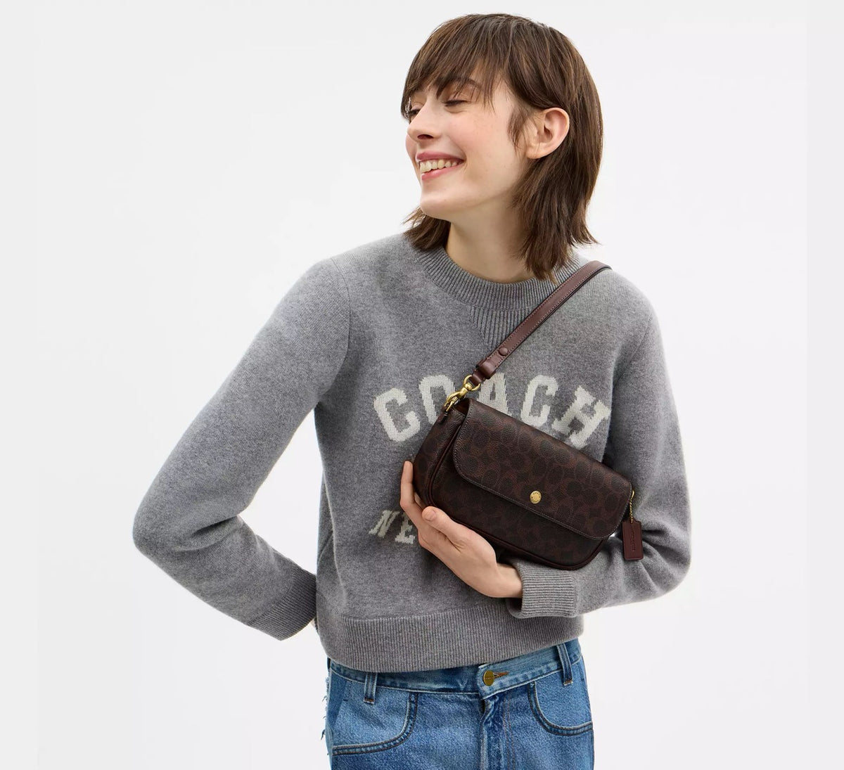[WEB EXCLUSIVE][INCOMING ETA 30 DAYS] COACH Brook Flap Chain Bag In Signature Canvas in Maple (CAN91)