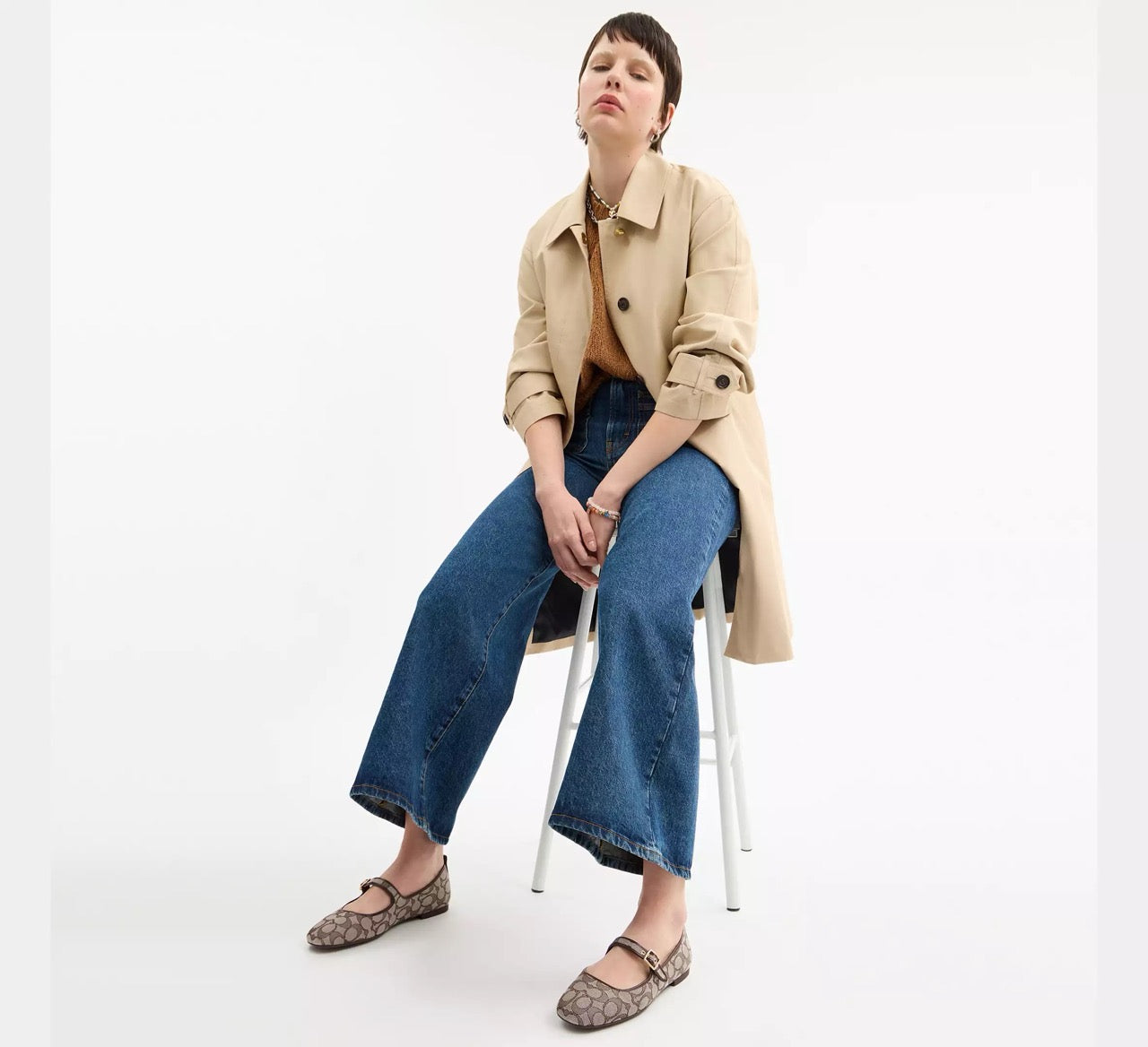 [INCOMING ETA 30 DAYS] COACH C Rivet Mary Jane In Signature Jacquard in Oak/Maple (FK)(CAP82)