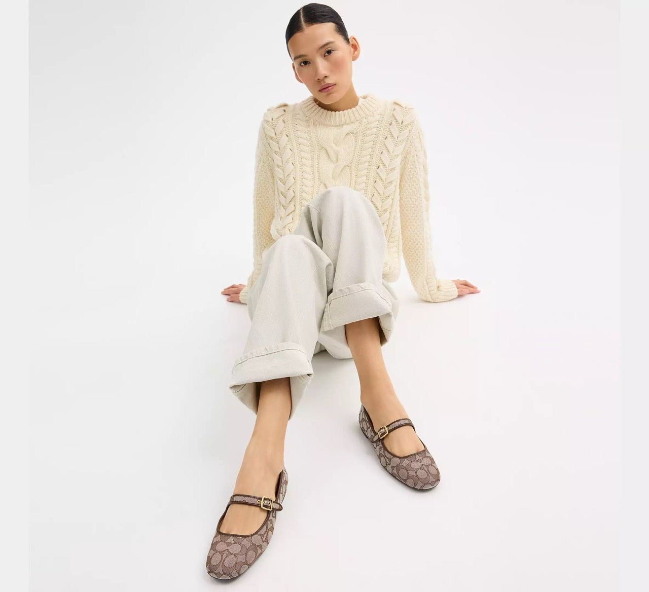 [INCOMING ETA 30 DAYS] COACH C Rivet Mary Jane In Signature Jacquard in Oak/Maple (FK)(CCO00)