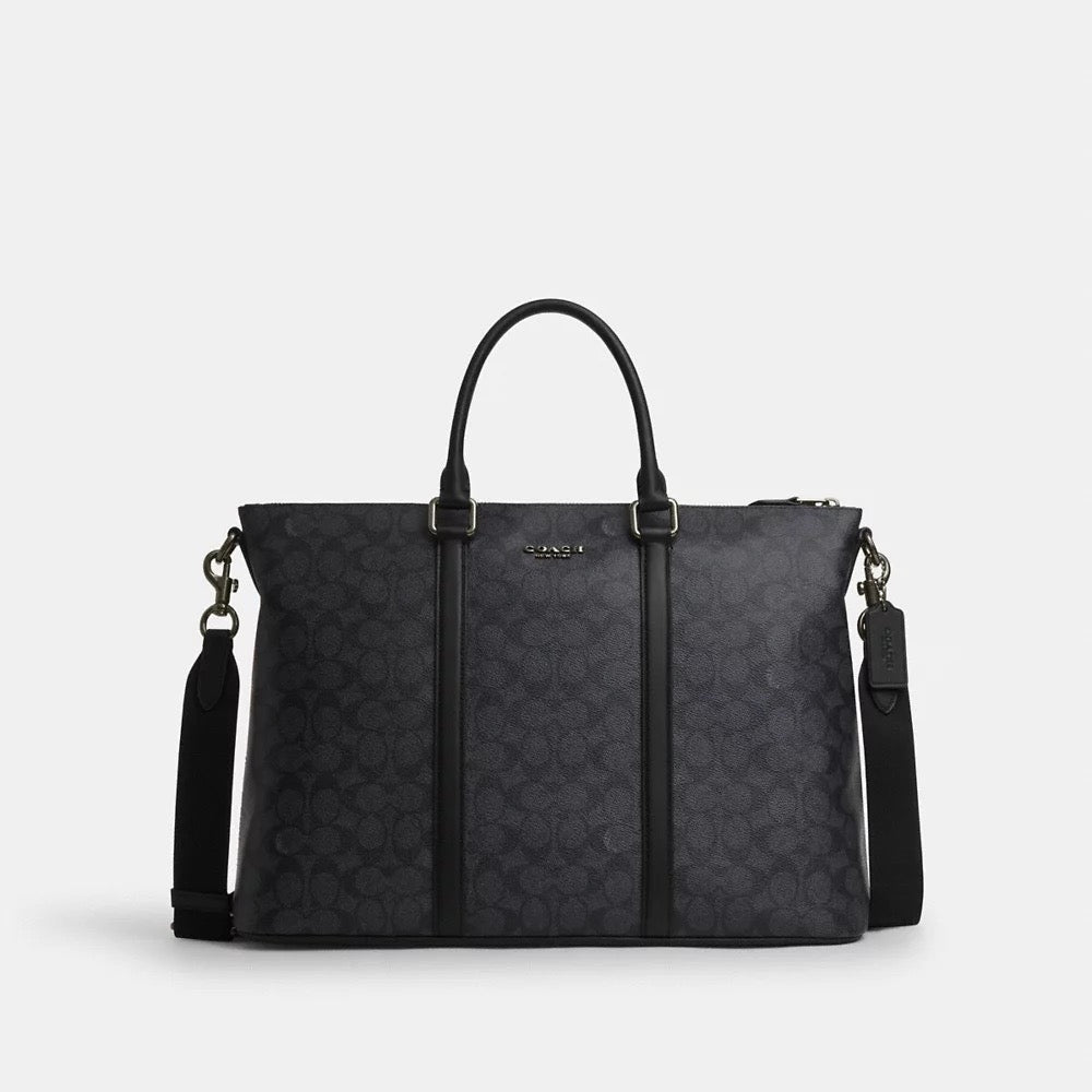 [INCOMING ETA 30 DAYS] COACH For Men Caleb Work Bag In Signature Canvas in Charcoal/Black (CY770)