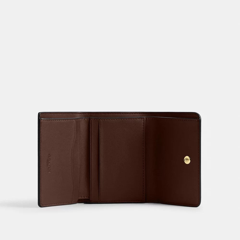 [INCOMING ETA 30 DAYS] COACH Card Holder Wallet In Blocked Signature Canvas in Walnut/Black (CZ446)