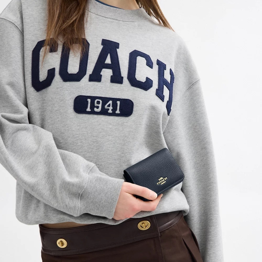 [INCOMING ETA AFTER RAYA] COACH Card Holder Wallet In Signature Canvas With Cherry Print in Denim Multi (CZ448)