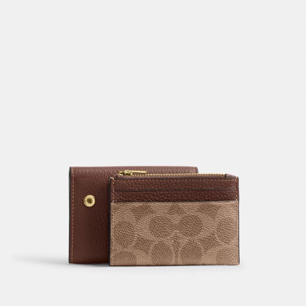 [INCOMING ETA 30 DAYS] COACH Card Holder Wallet In Signature Canvas in Tan/Brown (CZ034)