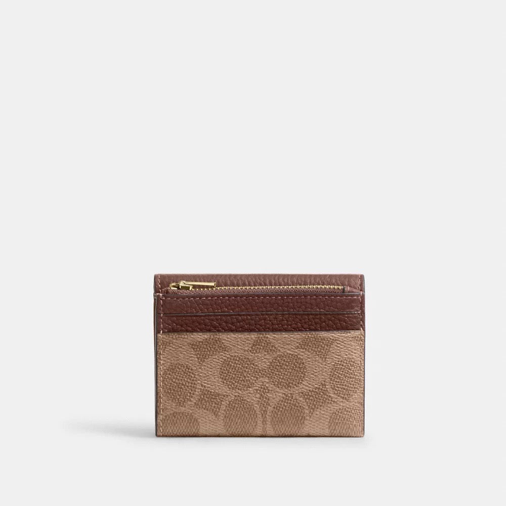 [INCOMING ETA 30 DAYS] COACH Card Holder Wallet In Signature Canvas in Tan/Brown (CZ034)