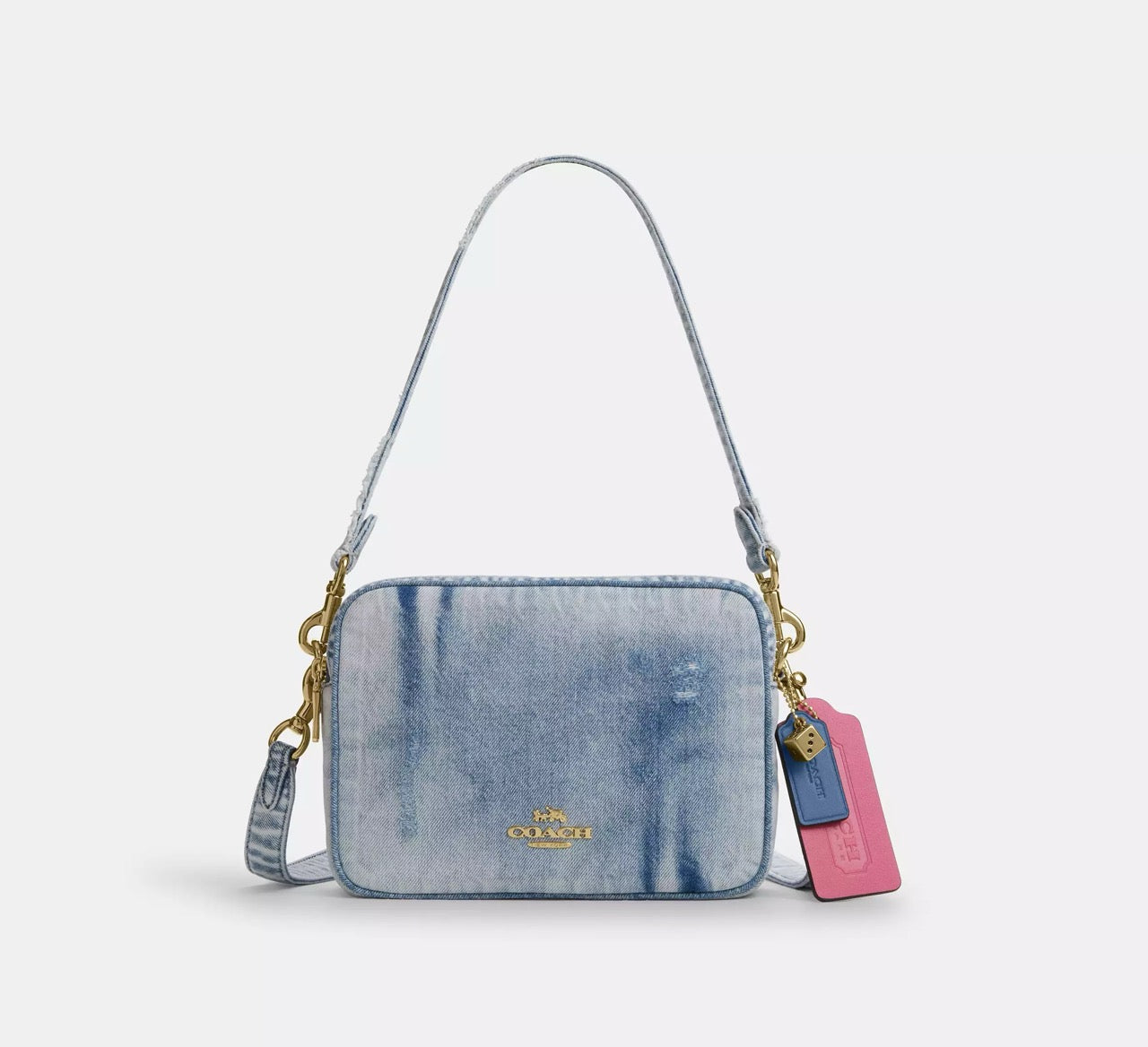 [INCOMING ETA CUBA RAYA] COACH Carey Crossbody Bag In Loved Denim With Charms in Light Indigo (CEK67)