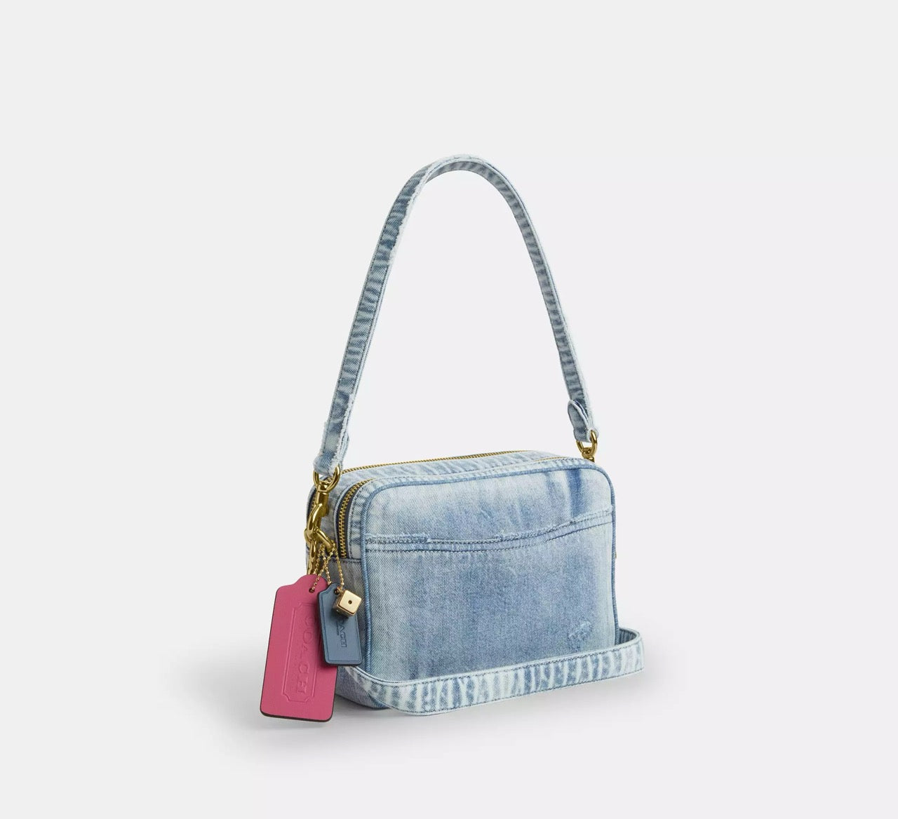 [INCOMING ETA CUBA RAYA] COACH Carey Crossbody Bag In Loved Denim With Charms in Light Indigo (CEK67)