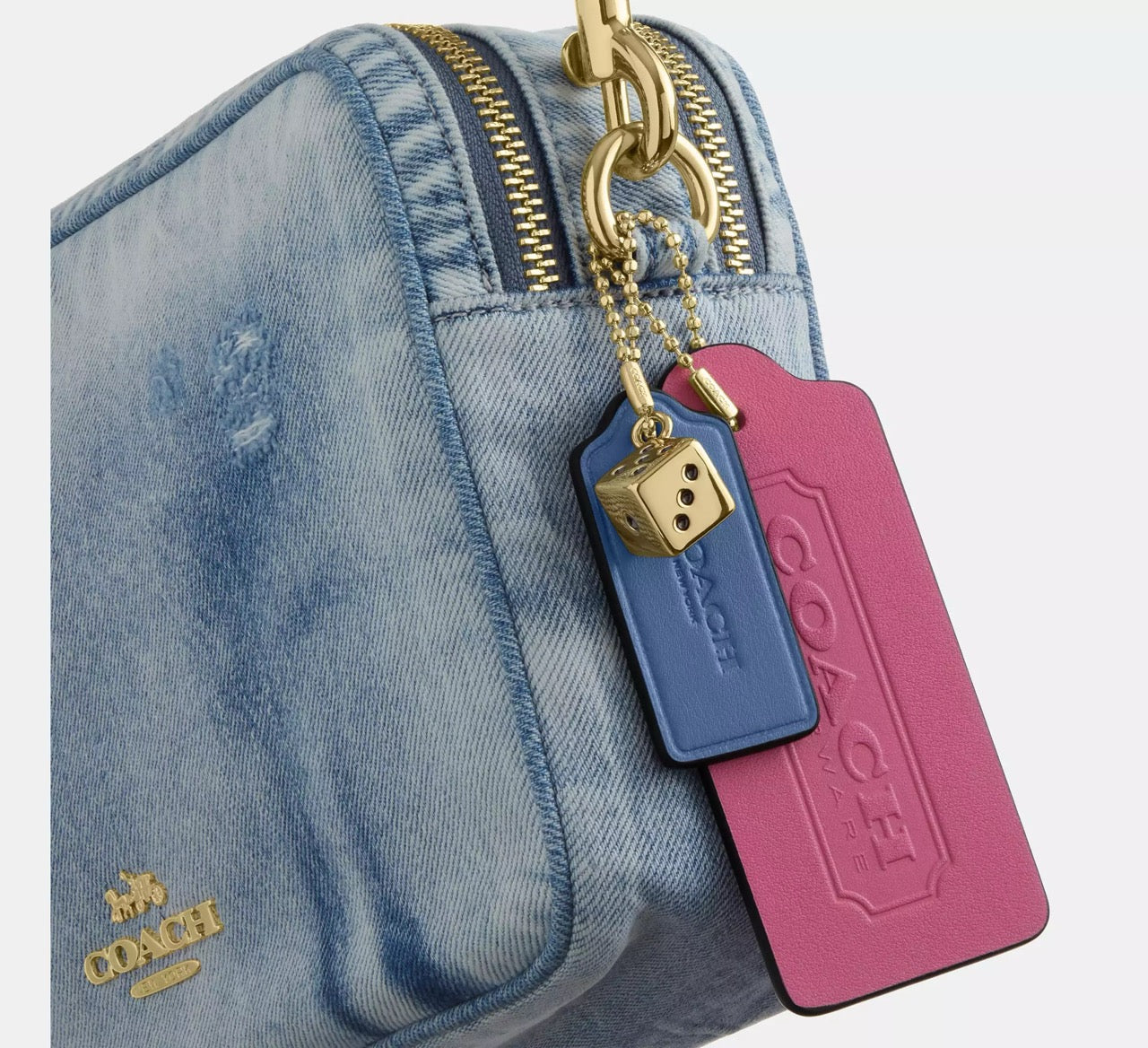 [INCOMING ETA CUBA RAYA] COACH Carey Crossbody Bag In Loved Denim With Charms in Light Indigo (CEK67)