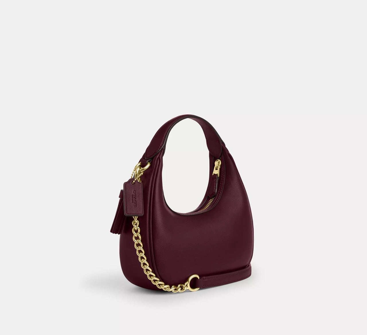 [READY STOCK MY] COACH Carmen Mini Crossbody Bag With Beaded Coach Graphic in Dark Wine (CCE60)