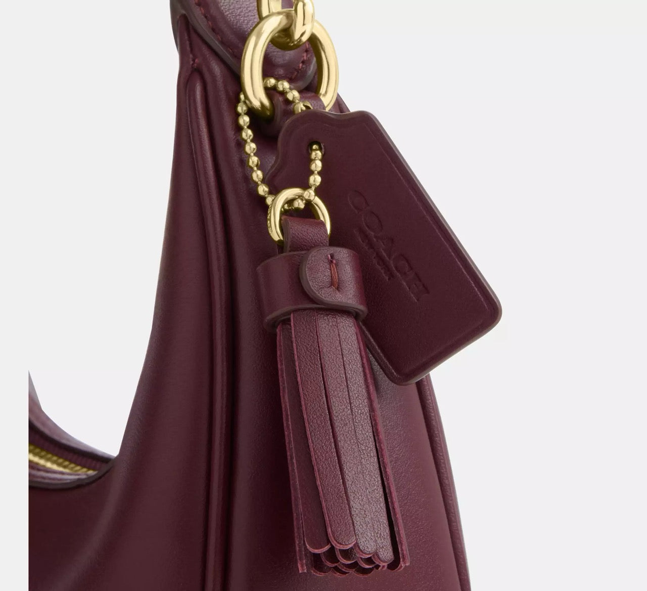 [READY STOCK MY] COACH Carmen Mini Crossbody Bag With Beaded Coach Graphic in Dark Wine (CCE60)