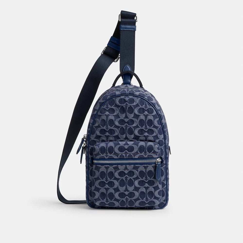 [INCOMING ETA 30 DAYS] COACH Men Charter Pack In Signature Denim in Deep Blue (SHW)(CAJ87)