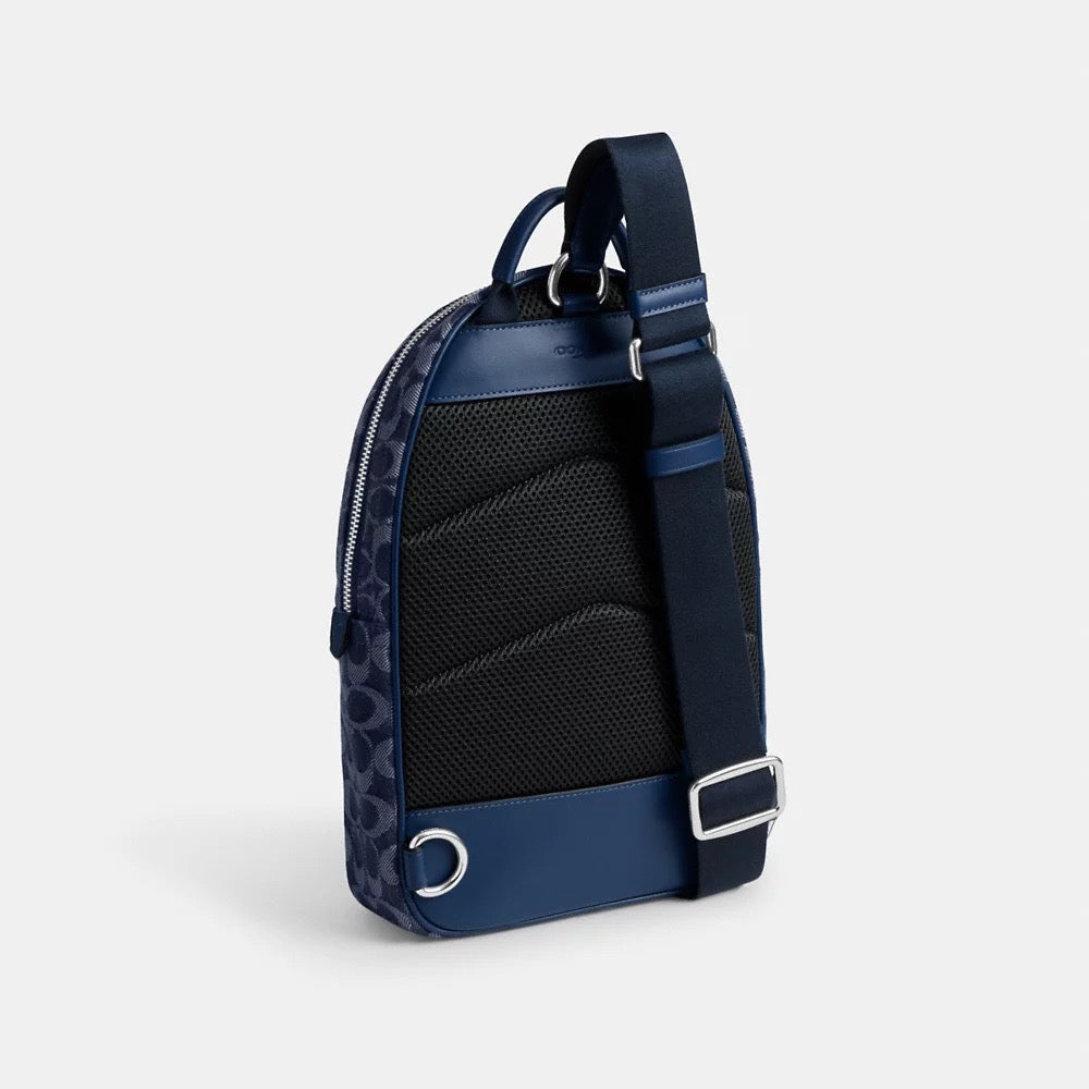[INCOMING ETA 30 DAYS] COACH Men Charter Pack In Signature Denim in Deep Blue (SHW)(CAJ87)