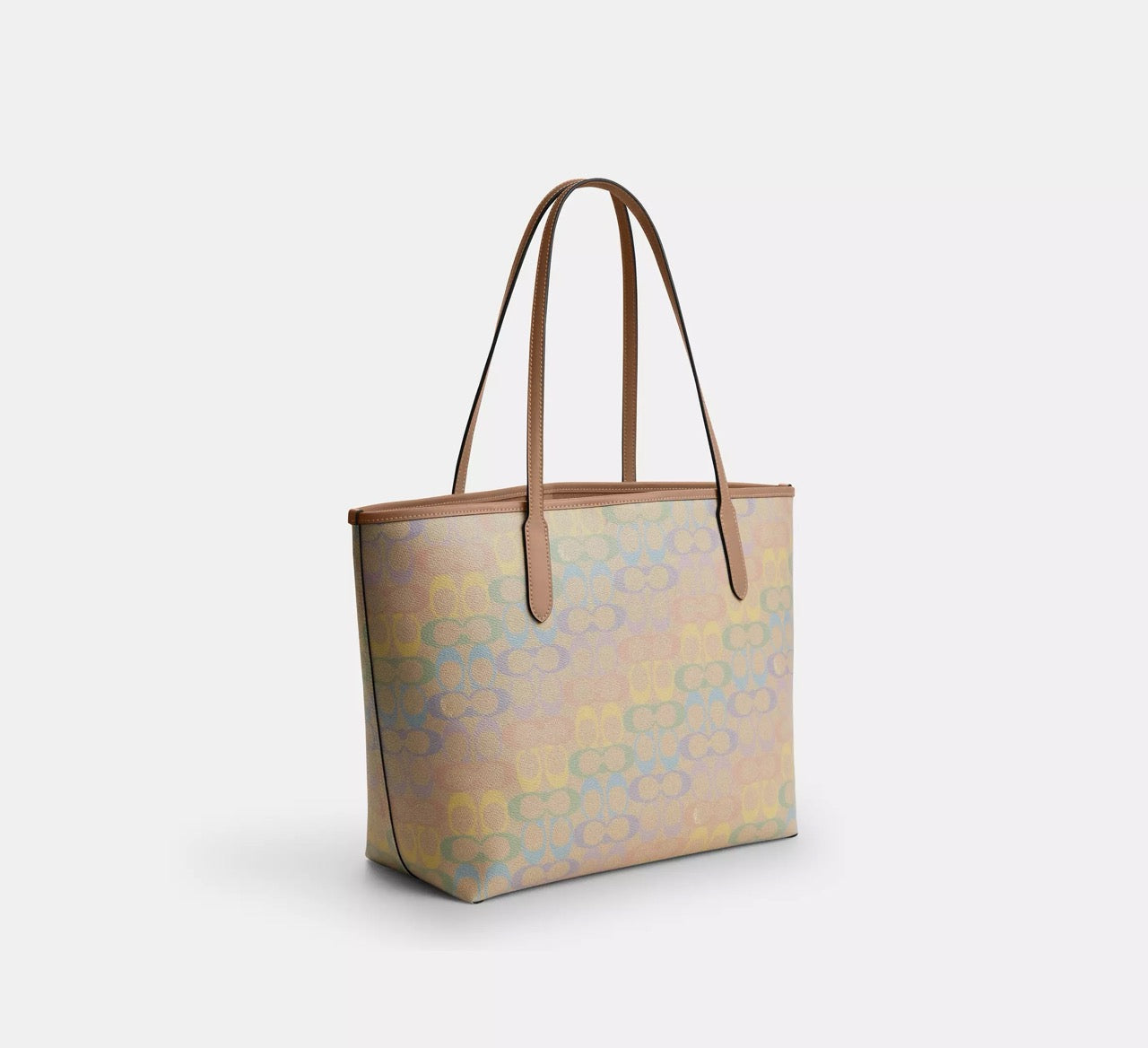 [READY STOCK MY] COACH City Tote Bag In Rainbow Signature Canvas in Multi (CDA93)