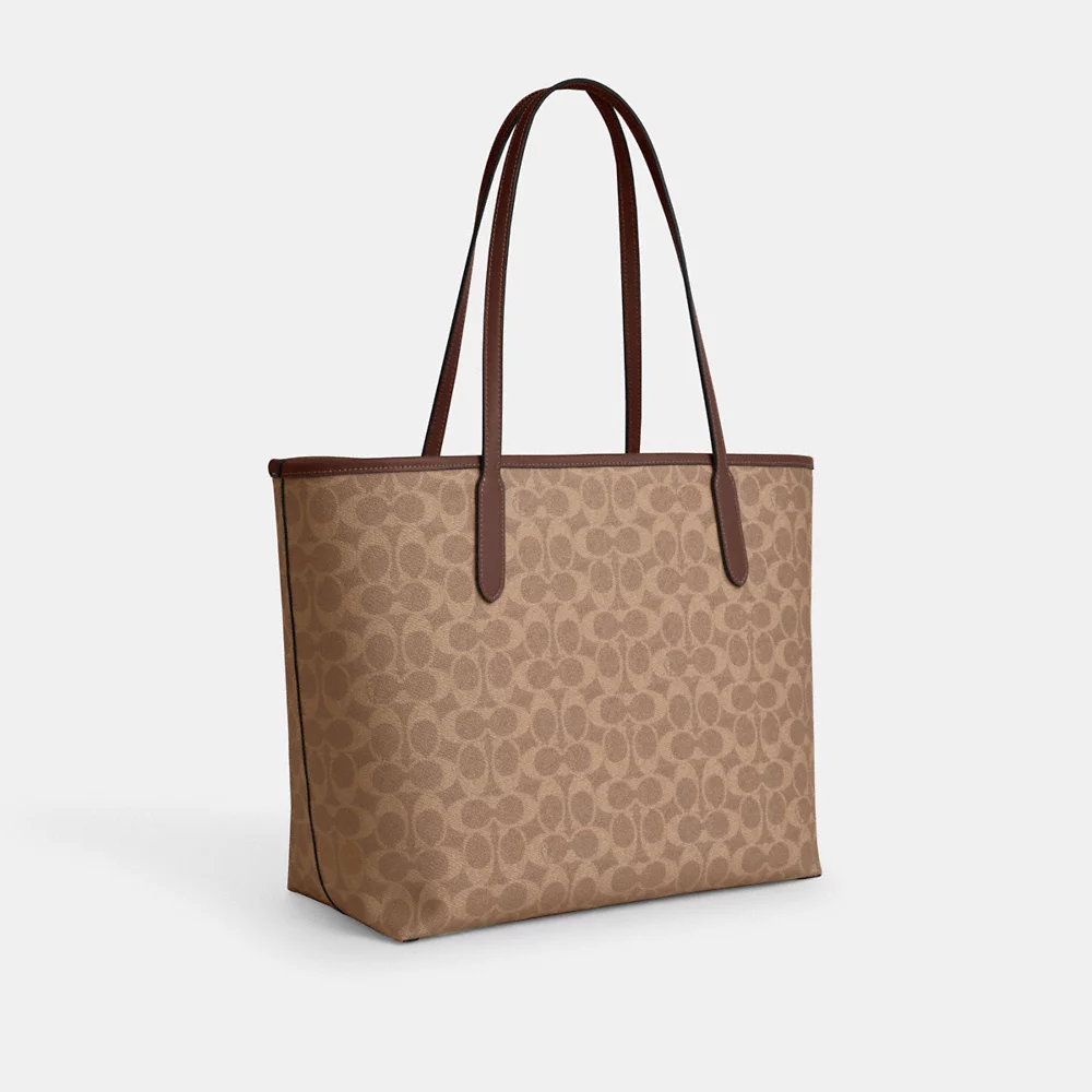 [INCOMING ETA 30 DAYS] COACH City Tote Bag In Signature Canvas In Tan Brown (CV976)