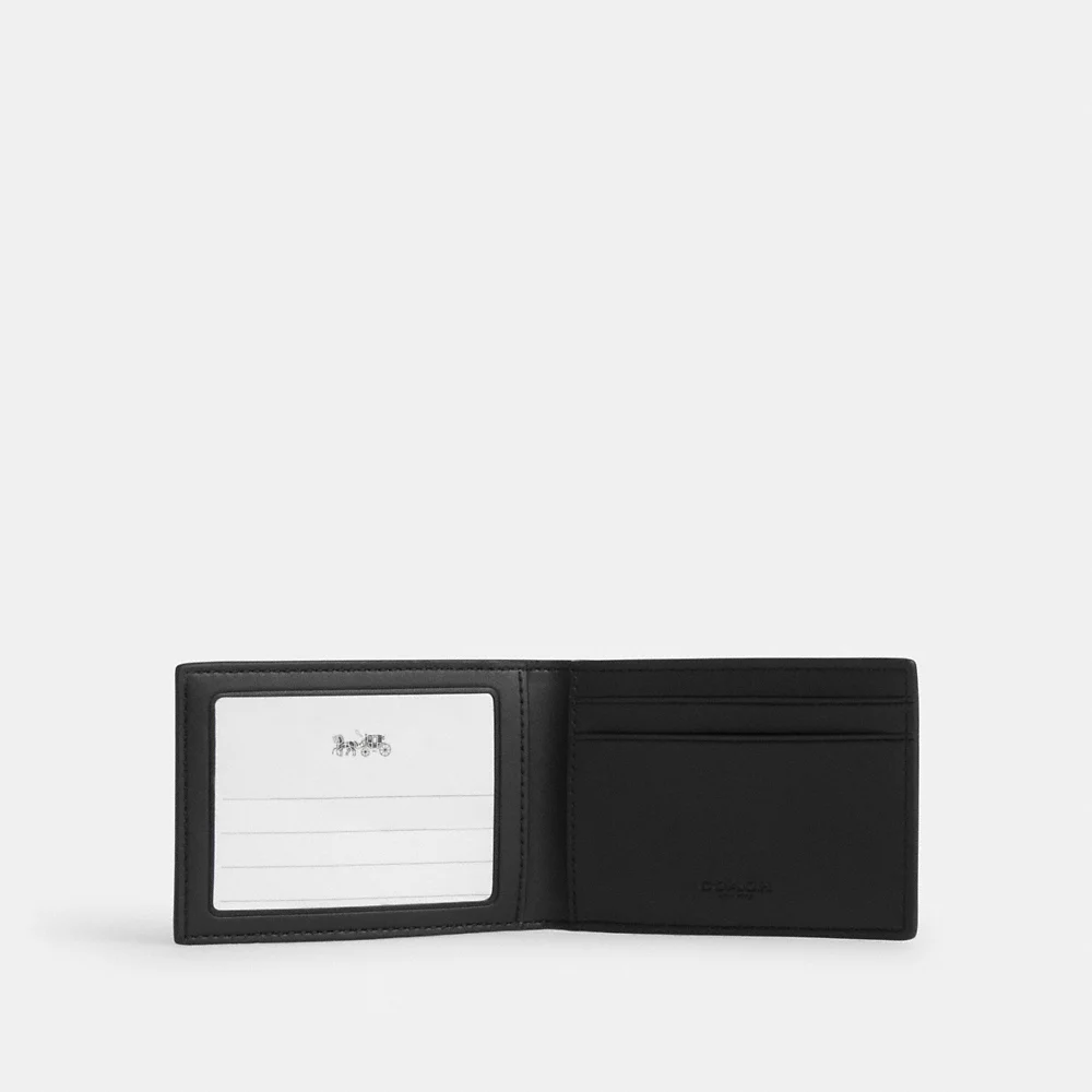 [INCOMING ETA AFTER RAYA] COACH Men Compact Billfold Wallet In Signature Canvas In Charcoal/Black (CW368)