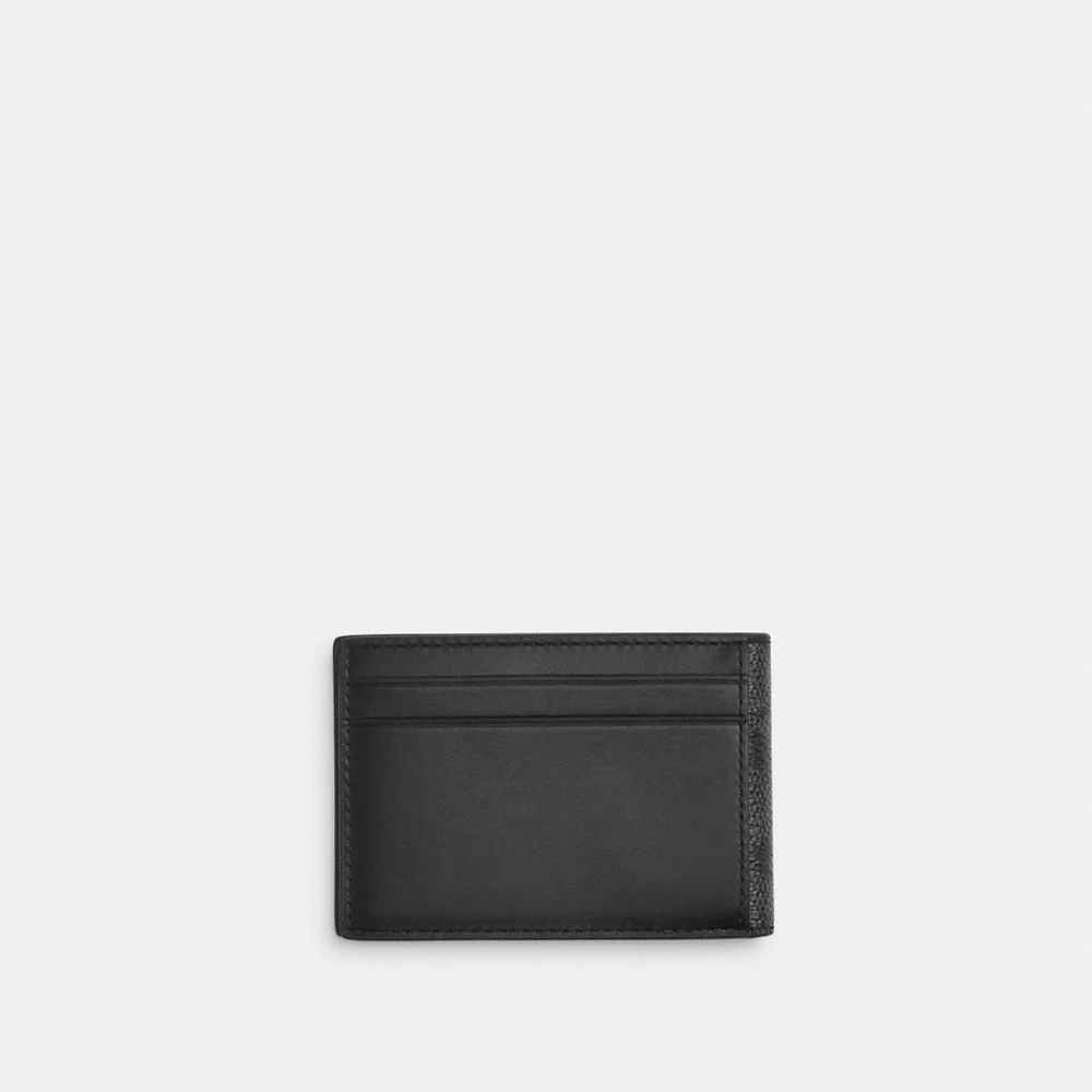 [INCOMING ETA 30 DAYS]  COACH Men Compact Billfold Wallet In Signature Canvas In Charcoal Black (CW368)