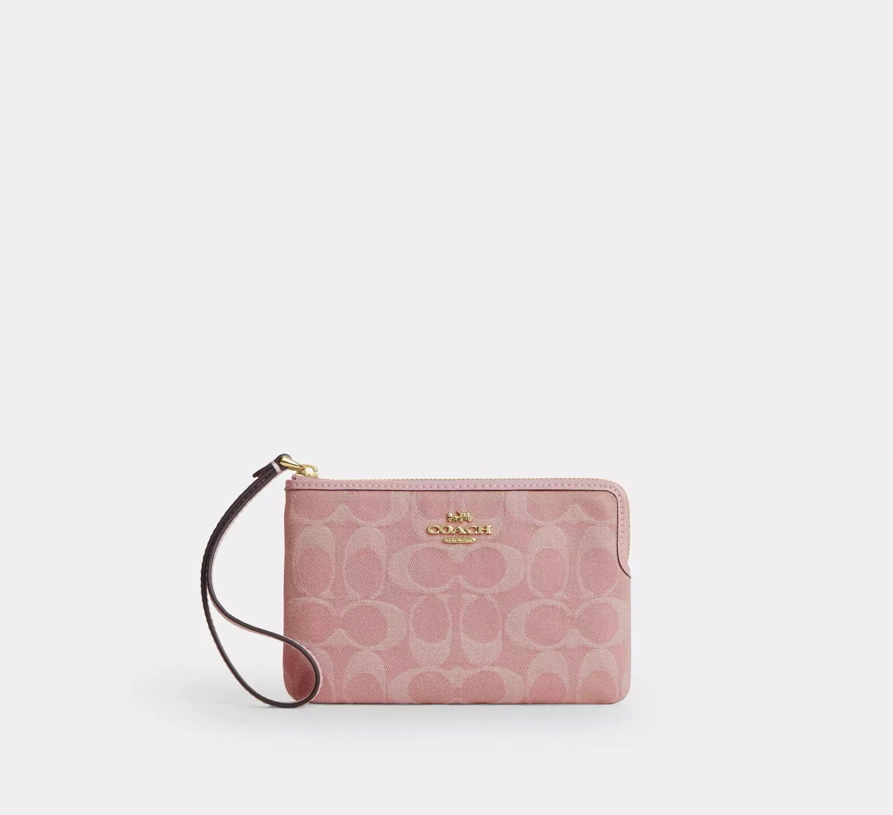[INCOMING ETA 30 DAYS] COACH Corner Zip Wristlet In Signature Denim in Light Pink (CDF27)