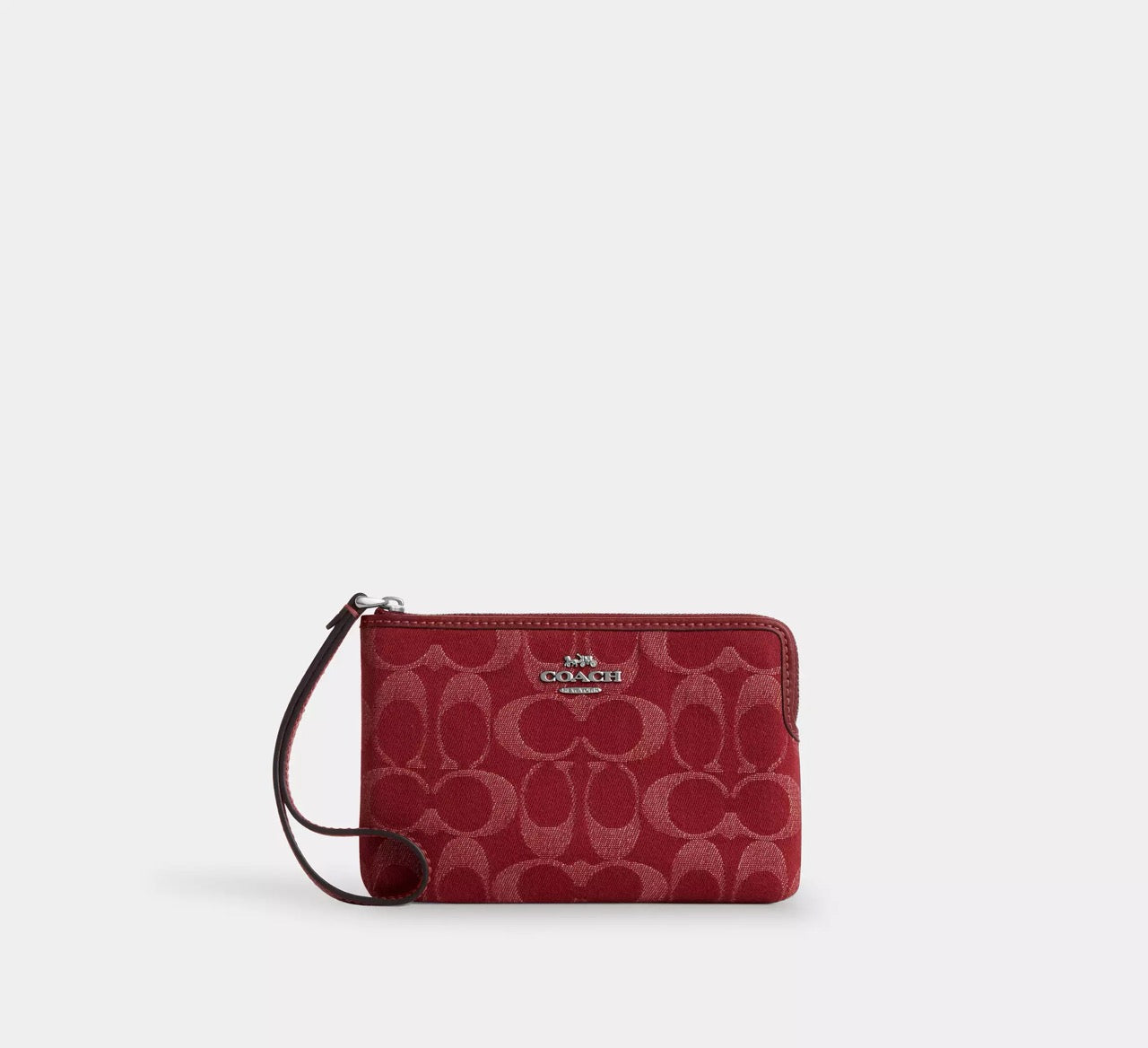 [INCOMING ETA 30 DAYS] COACH Corner Zip Wristlet In Signature Denim in True Red (CDF27)