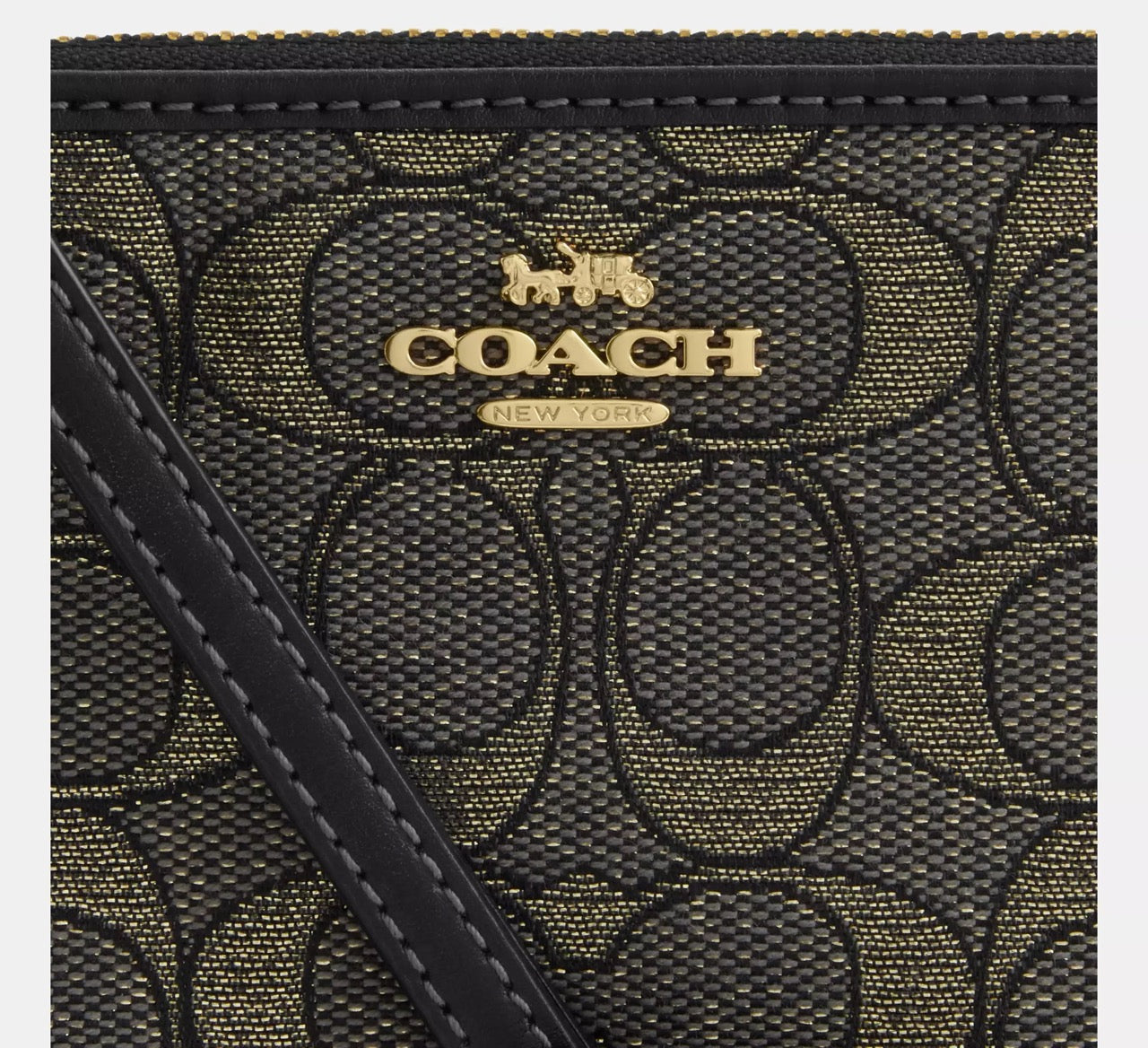 [INCOMING ETA 30 DAYS] COACH Corner Zip Wristlet In Signature Jacquard in Charcoal/Gold (CCL22)