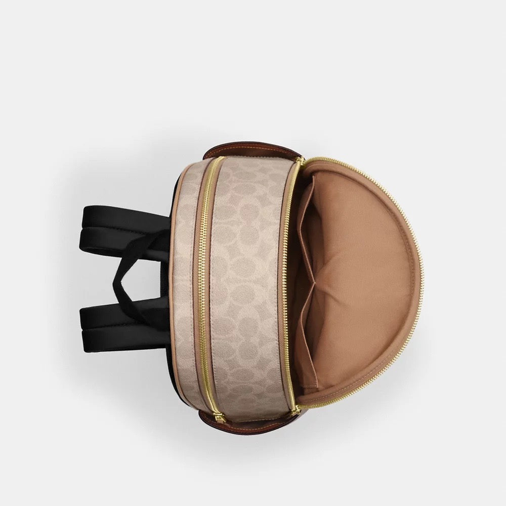 [INCOMING ETA 30 DAYS] COACH Court Backpack In Blocked Signature Canvas in Sand/Tan (CZ771)