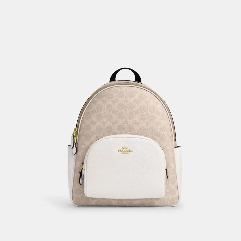 [INCOMING ETA 30 DAYS] COACH Court Backpack In Signature Canvas in Sand Chalk (CZ176)