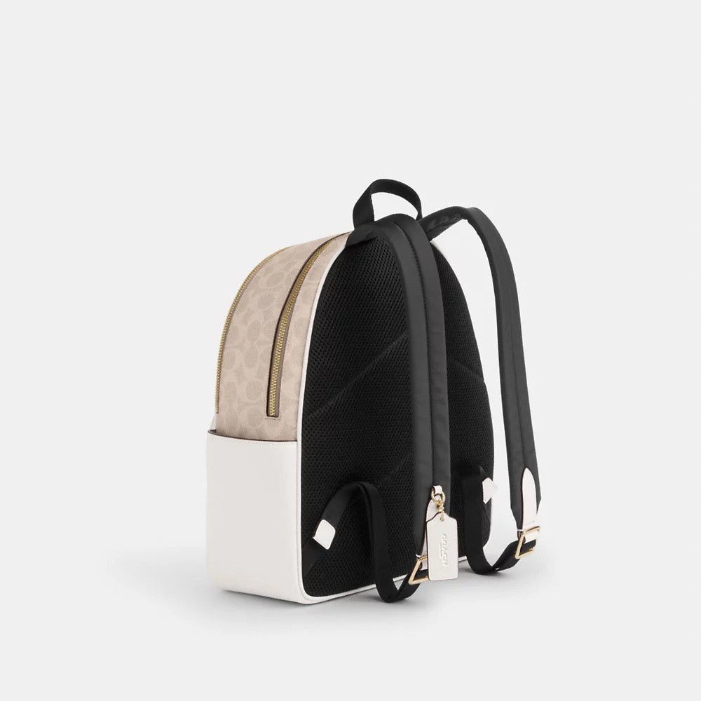 [INCOMING ETA 30 DAYS] COACH Court Backpack In Signature Canvas in Sand Chalk (CZ176)