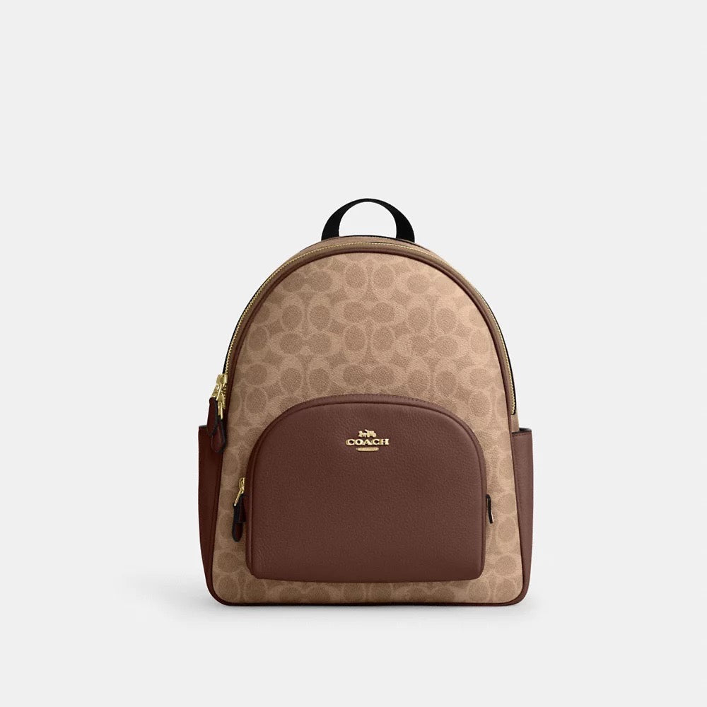 [INCOMING ETA 30 DAYS] COACH Court Backpack In Signature Canvas in Tan Brown (CZ176)