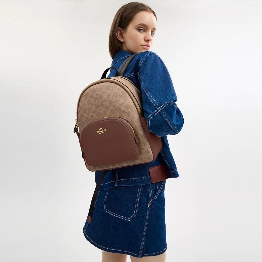 [INCOMING ETA 30 DAYS] COACH Court Backpack In Signature Canvas in Tan Brown (CZ176)