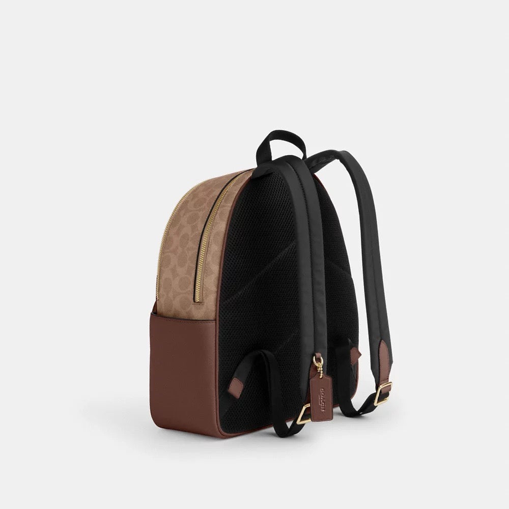 [INCOMING ETA 30 DAYS] COACH Court Backpack In Signature Canvas in Tan Brown (CZ176)