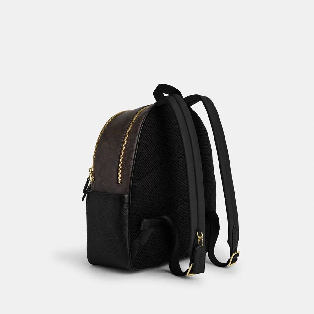 [INCOMING ETA 30 DAYS] COACH Court Backpack In Signature Canvas in Walnut/Black (CZ176)