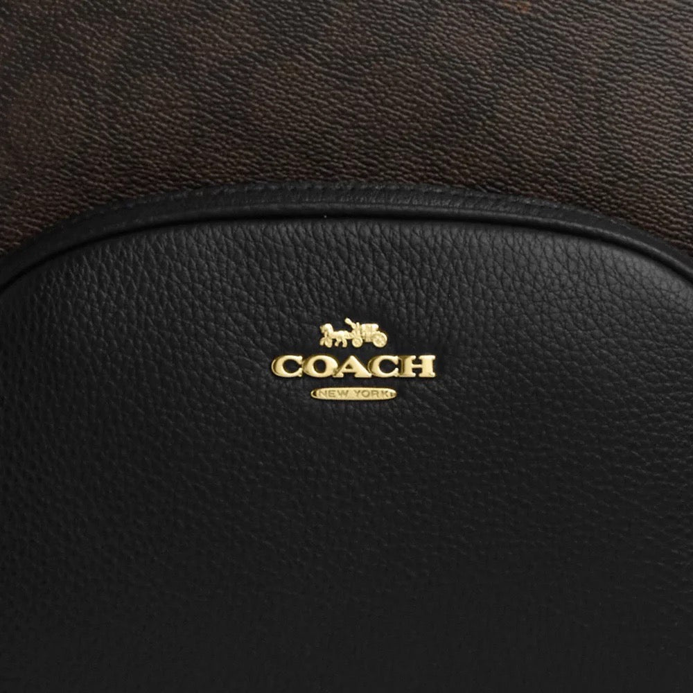 [INCOMING ETA 30 DAYS] COACH Court Backpack In Signature Canvas in Walnut/Black (CZ176)
