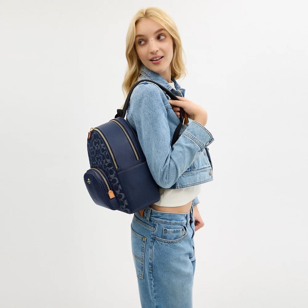 [INCOMING ETA 30 DAYS] COACH Court Backpack In Signature Denim in Denim/Natural (CZ778)