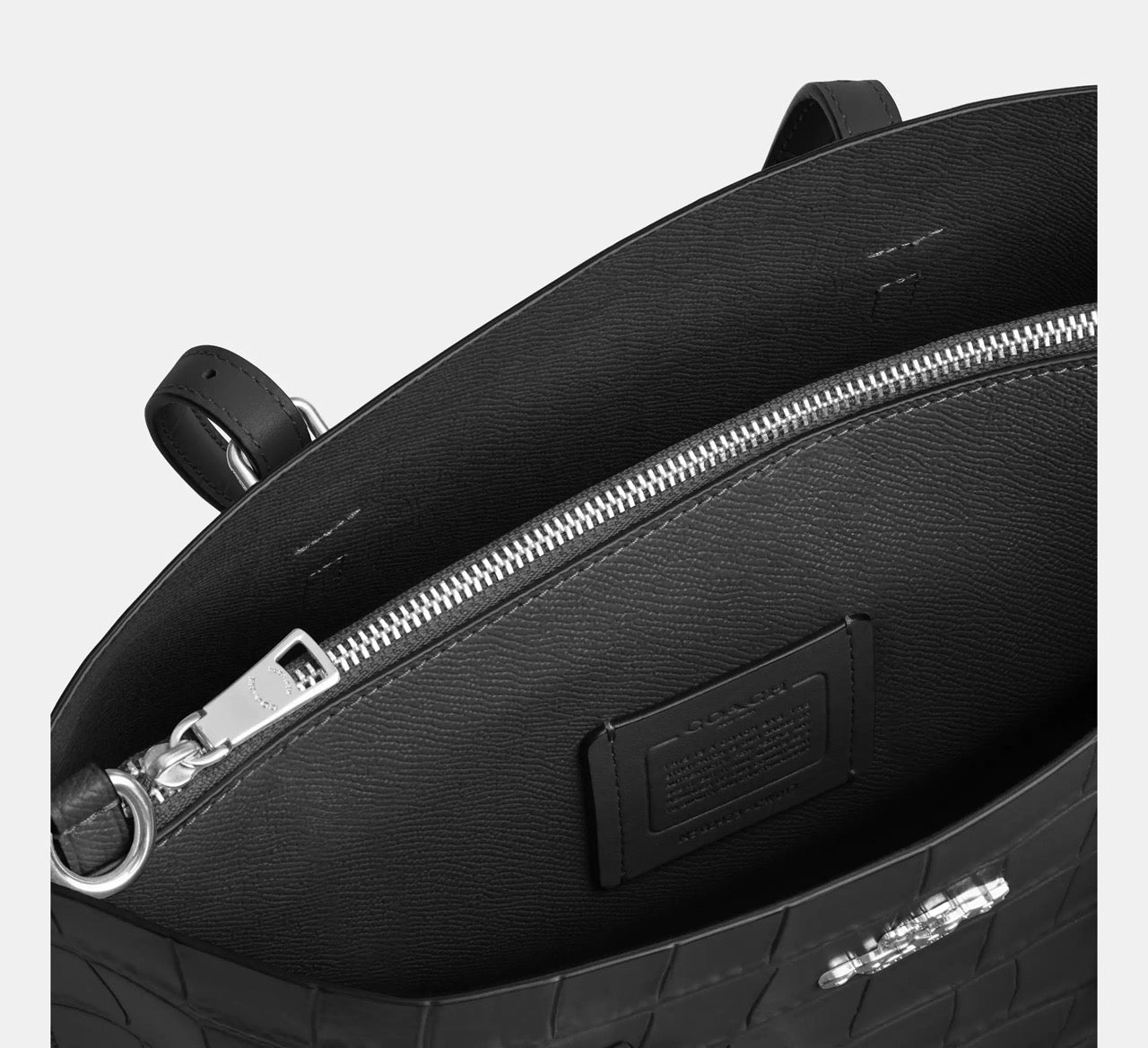 [SPECIAL DEAL][INCOMING ETA 30 DAYS] COACH Croc Embossed Mollie Tote Bag 25 in Black (CW017)