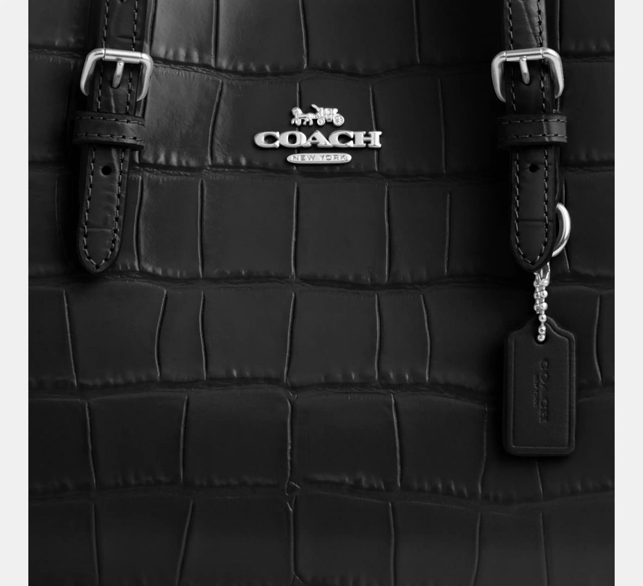 [SPECIAL DEAL][INCOMING ETA 30 DAYS] COACH Croc Embossed Mollie Tote Bag 25 in Black (CW017)