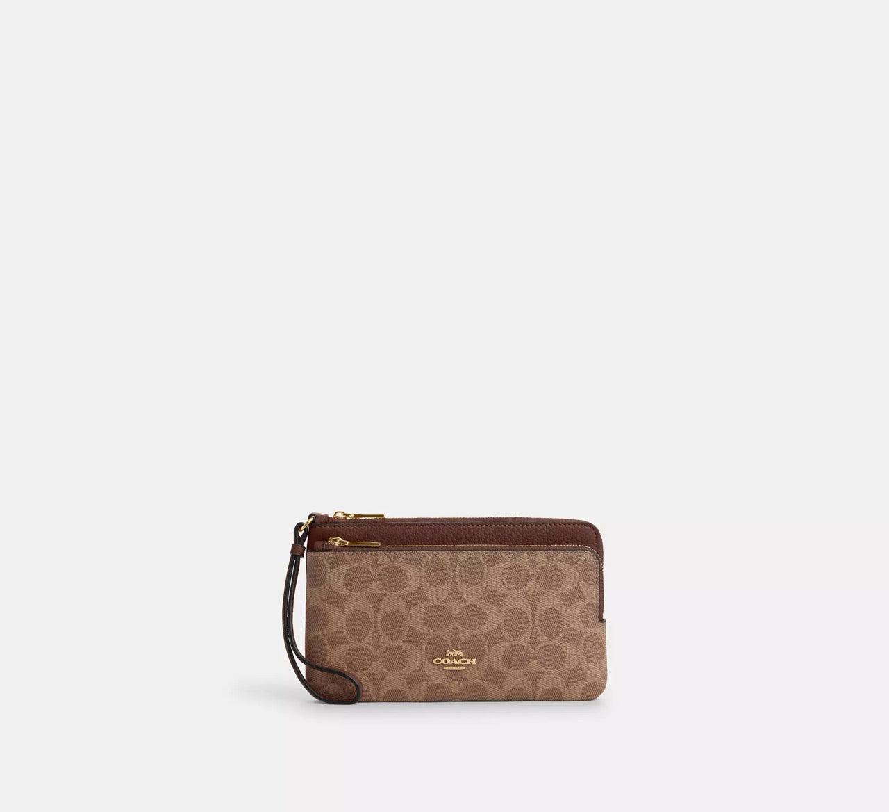 [INCOMING ETA 30 DAYS] COACH Double Zip Wallet In Signature Canvas in Tan/Brown (CX161)
