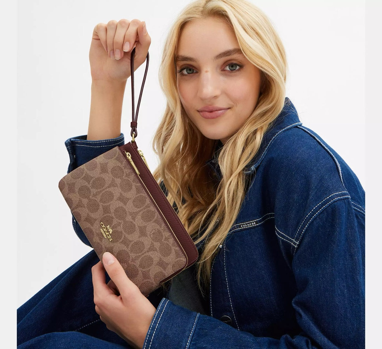 [INCOMING ETA 30 DAYS] COACH Double Zip Wallet In Signature Canvas in Tan/Brown (CX161)