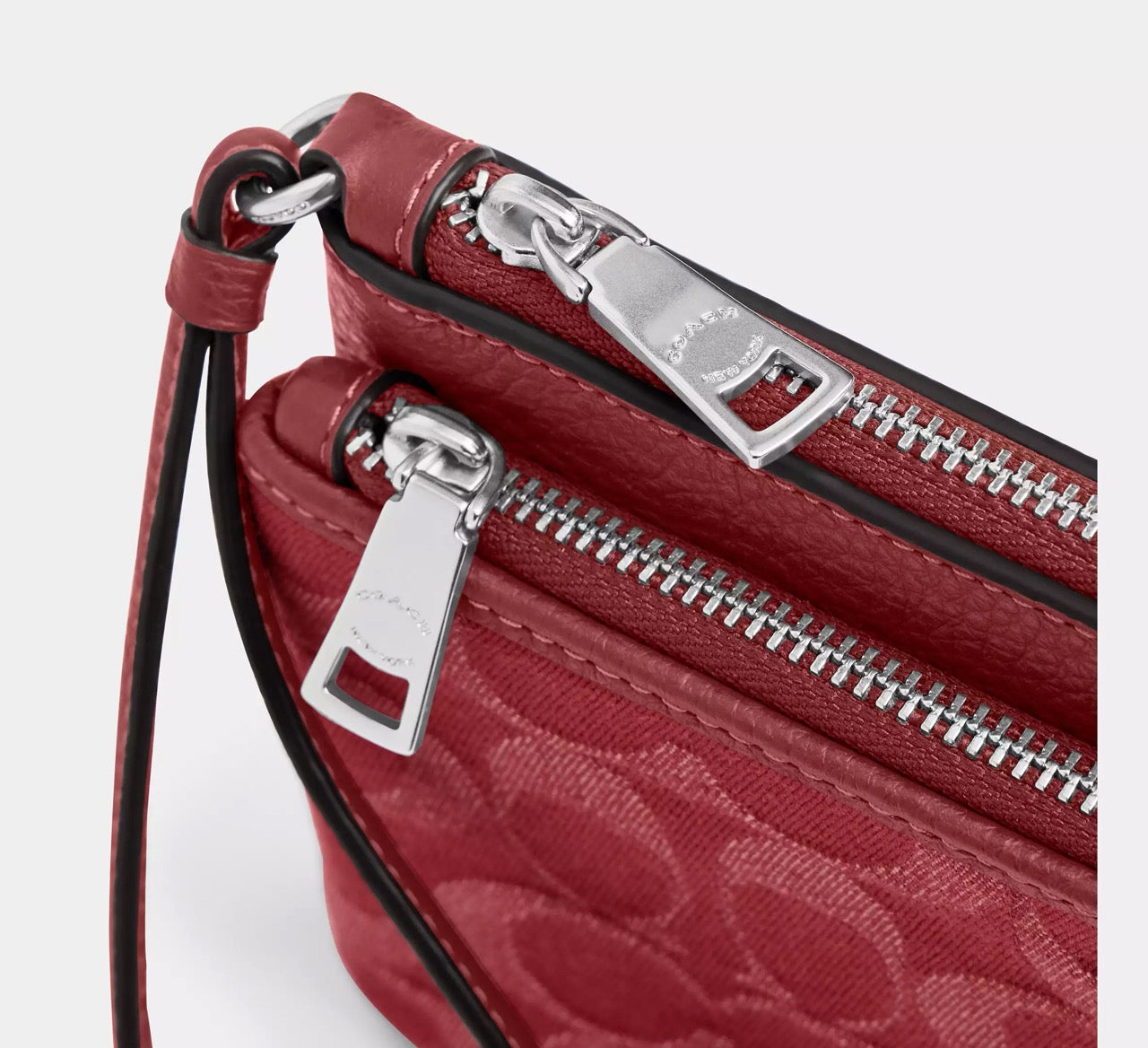 [READY STOCK MY] COACH Double Zip Wallet In Signature Denim in True Red (CDN22)