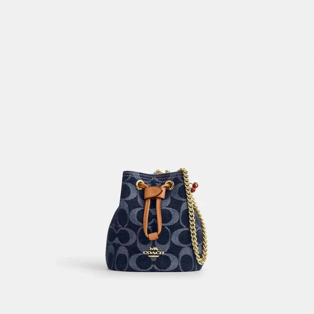 [INCOMING ETA AFTER RAYA] COACH Drawstring Wristlet In Signature Denim/Natural (CZ031)