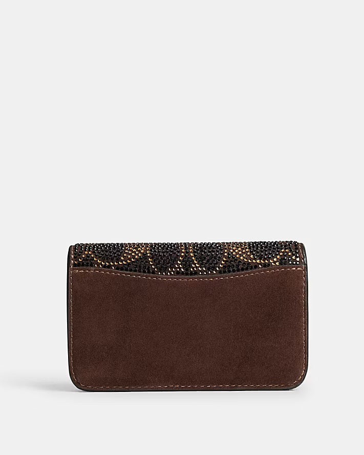 [WEB EXCLUSIVE][INCOMING ETA 30 DAYS] COACH ESSENTIAL SLIM CARD CASE WITH CRYSTAL SIGNATURE IN DARK CHOCOLATE (CGM75)