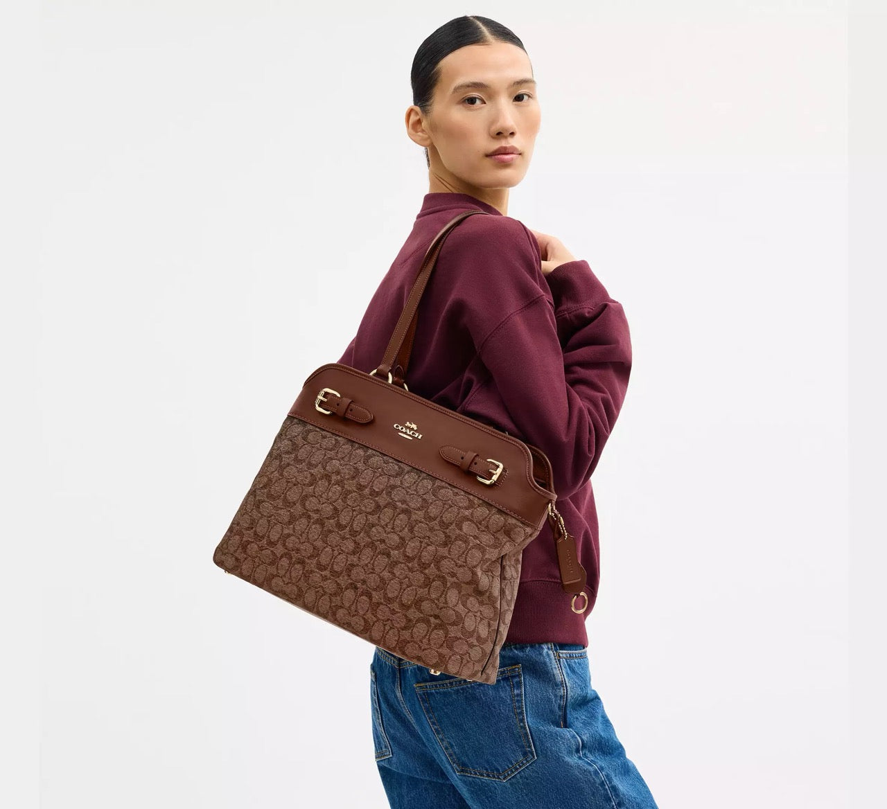 [INCOMING ETA 30 DAYS] COACH Easton Tote Bag In Signature Chenille in Vintage Brown (CCZ08)