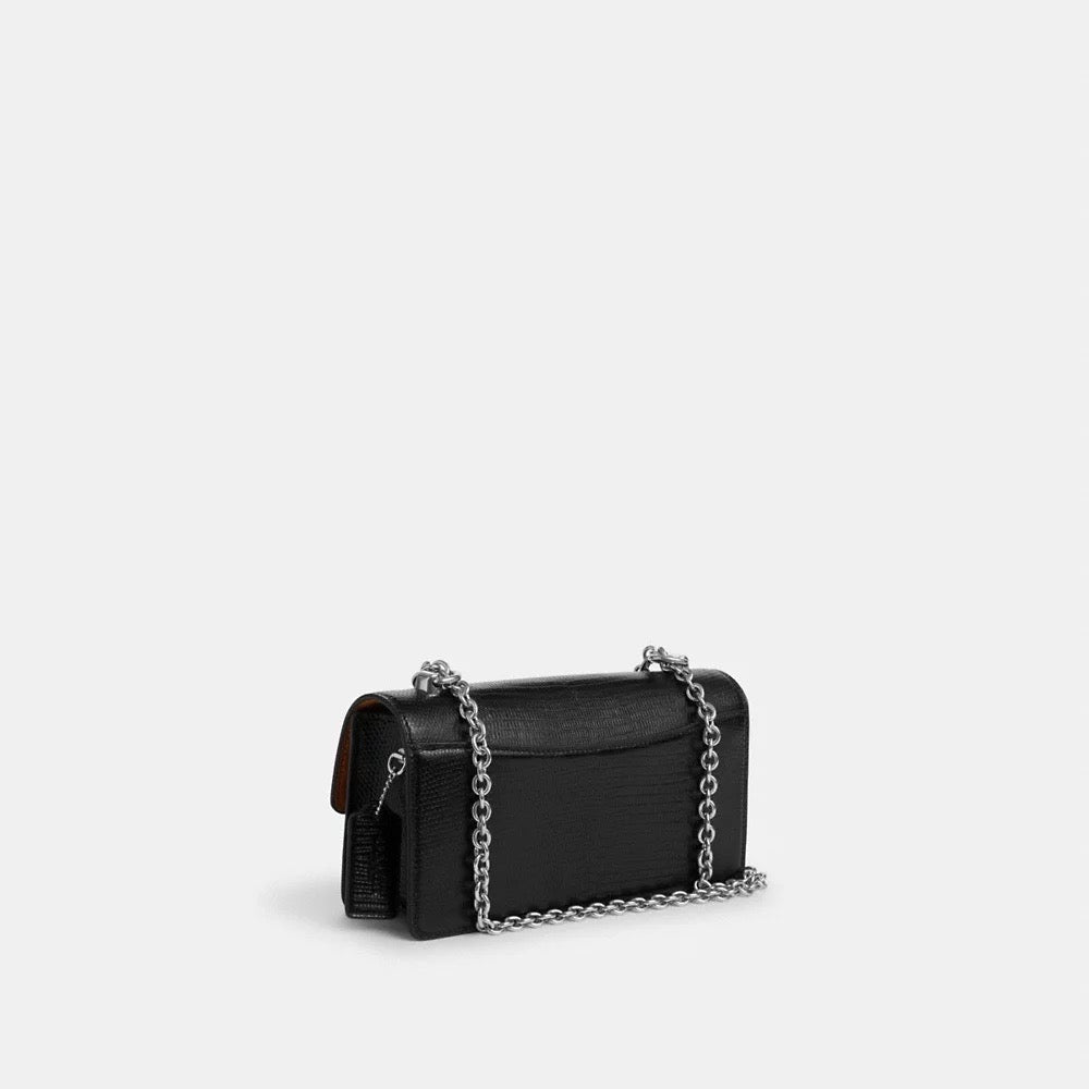[INCOMING ETA 30 DAYS] COACH Eliza Flap Crossbody Bag Lizard-Embossed in Black (CR106)
