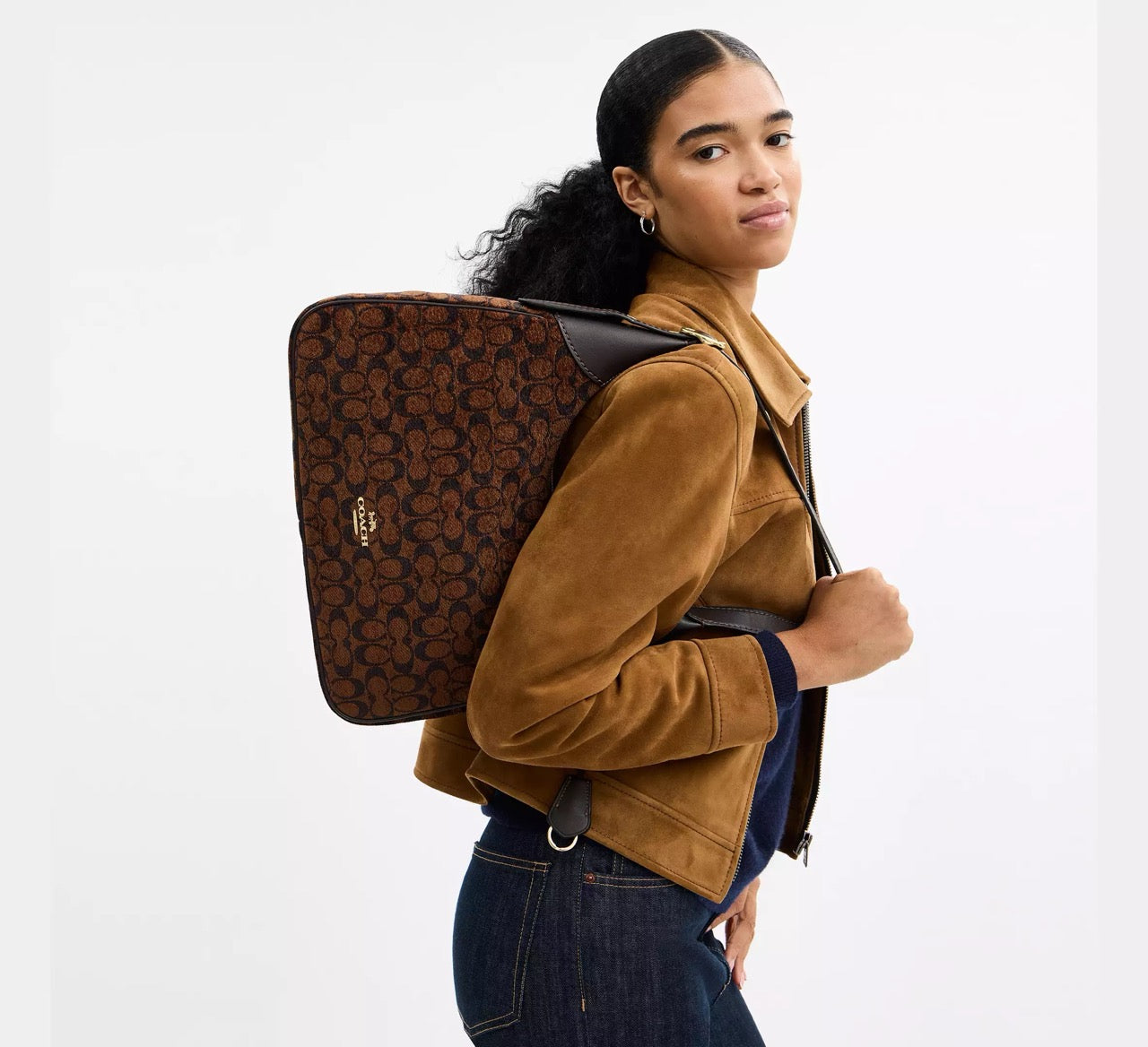 [INCOMING ETA 30 DAYS] COACH Ella Shoulder Bag In Signature Chenille in Truffle (CCE49)