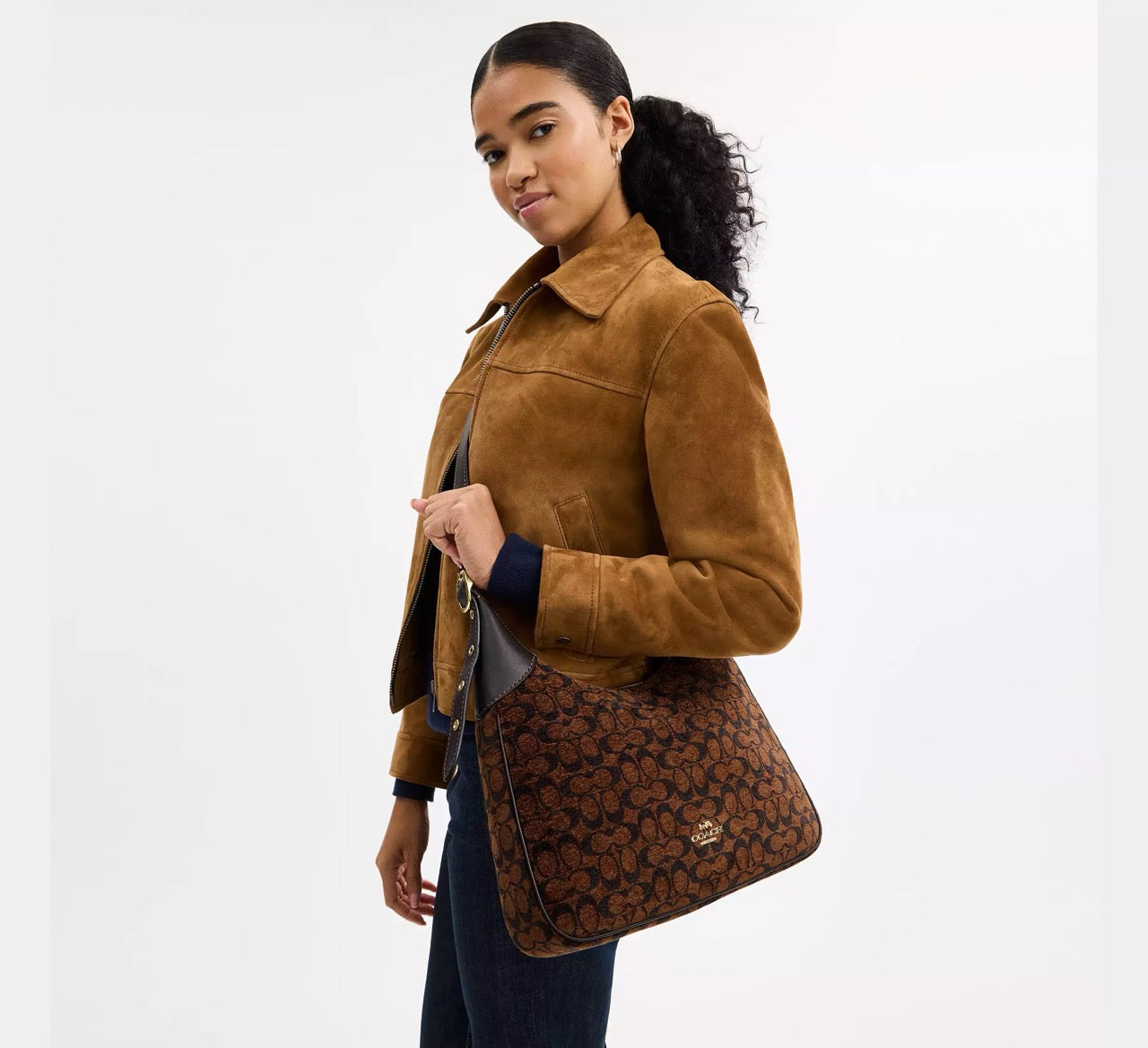 [INCOMING ETA 30 DAYS] COACH Ella Shoulder Bag In Signature Chenille in Truffle (CCE49)