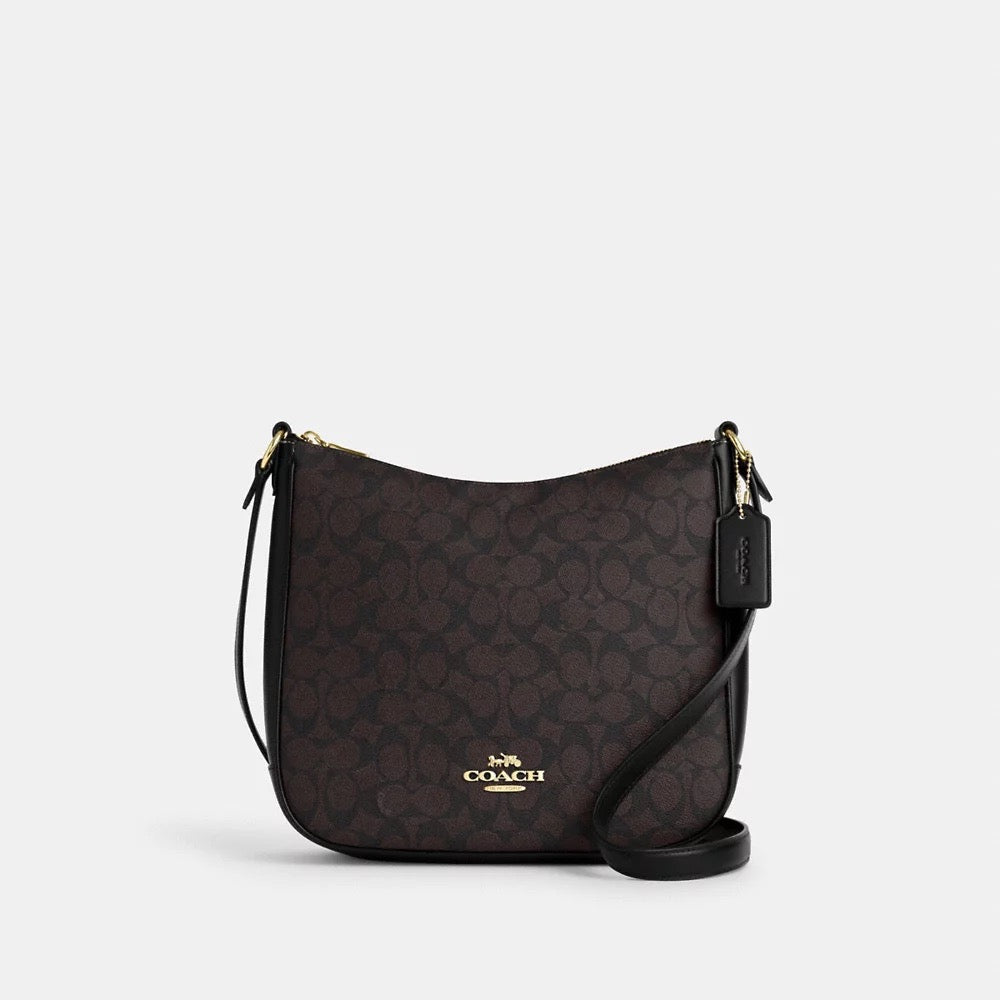 [INCOMING ETA 30 DAYS] COACH Ellie File Bag In Signature Canvas in Walnut/Black (CZ177)