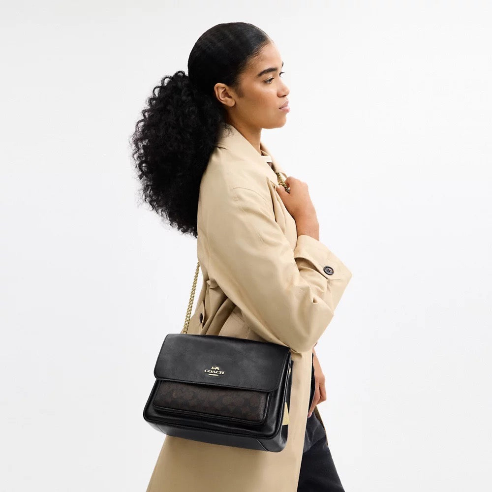 [INCOMING ETA 30 DAYS] COACH Elodie Crossbody Bag In Signature Canvas in Walnut/Black (CCF10)