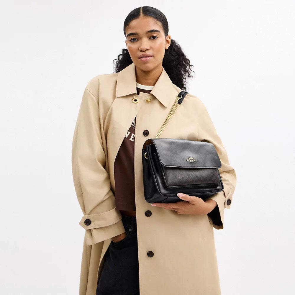 [INCOMING ETA 30 DAYS] COACH Elodie Crossbody Bag In Signature Canvas in Walnut/Black (CCF10)