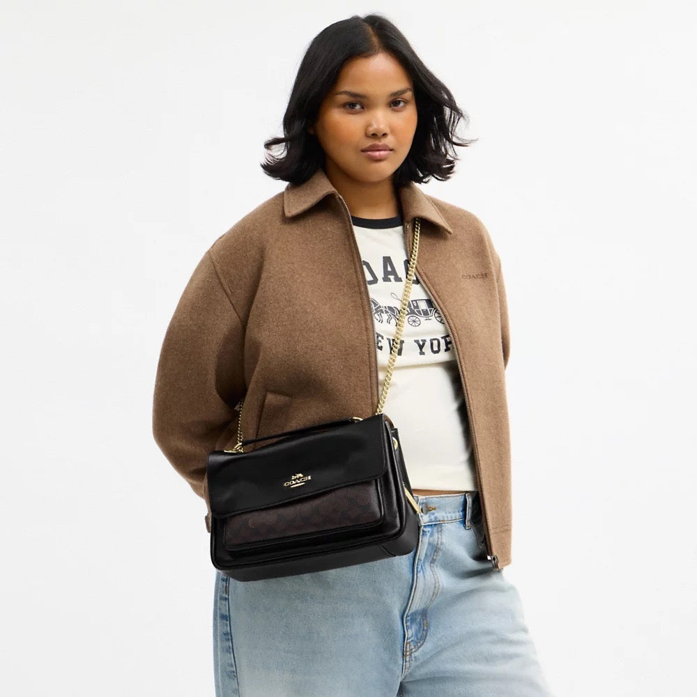 [INCOMING ETA 30 DAYS] COACH Elodie Crossbody Bag In Signature Canvas in Walnut/Black (CCF10)